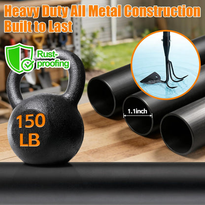 65 Inch 2-in-1 Hoe and Cultivator Garden Tool, Heavy Duty Garden Hoe with 3-Tine Tiller Rake for Weeding and Soil Loosening, Long Handle Stand Up Weed Removal Tool for Planting, Digging & Gardening