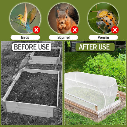 47" x 21" x 17" Garden Netting for Raised Beds, Foldable Raised Garden Bed Cover with Ground Nail, Raised Bed Cover Fit 4 x 2ft Garden Beds, Insect Bird Control, Plant Protection
