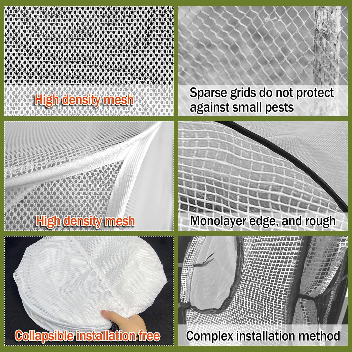 47" x 21" x 17" Garden Netting for Raised Beds, Foldable Raised Garden Bed Cover with Ground Nail, Raised Bed Cover Fit 4 x 2ft Garden Beds, Insect Bird Control, Plant Protection