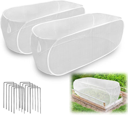 47" x 21" x 17" Garden Netting for Raised Beds, Foldable Raised Garden Bed Cover with Ground Nail, Raised Bed Cover Fit 4 x 2ft Garden Beds, Insect Bird Control, Plant Protection