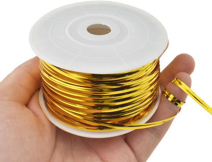 100Yards/300Feet/91M Gold Metal Twist Ties for Bread, Candy, Coffee, Plant Garden, Cellophane Treat, Gift Wrapping, Plastic Bags - Halloween Party, Cake Present, Art Craft