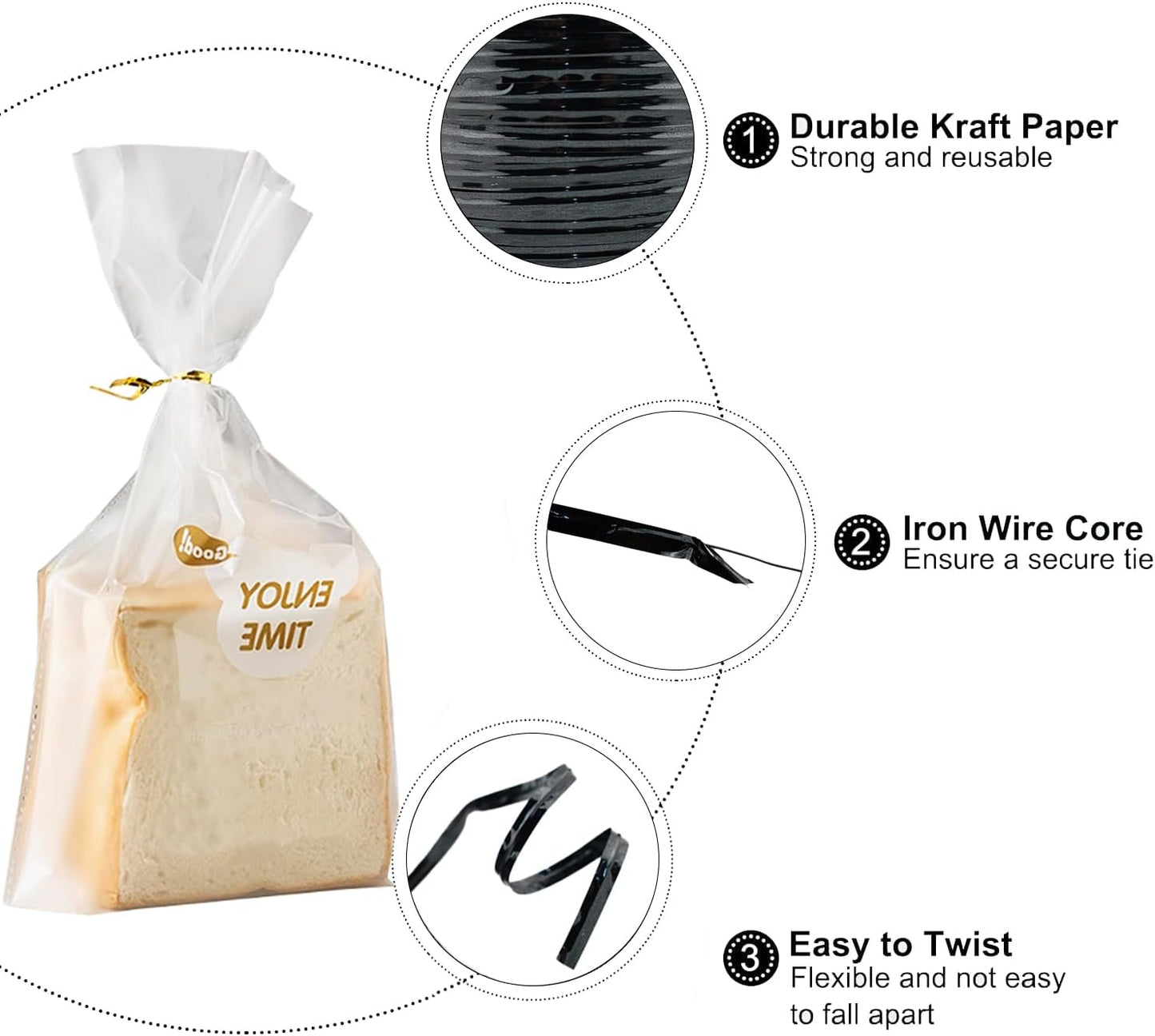 100Yards/300Feet/91M Gold Metal Twist Ties for Bread, Candy, Coffee, Plant Garden, Cellophane Treat, Gift Wrapping, Plastic Bags - Halloween Party, Cake Present, Art Craft