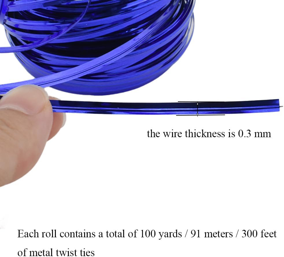 100Yards/300Feet/91M Gold Metal Twist Ties for Bread, Candy, Coffee, Plant Garden, Cellophane Treat, Gift Wrapping, Plastic Bags - Halloween Party, Cake Present, Art Craft