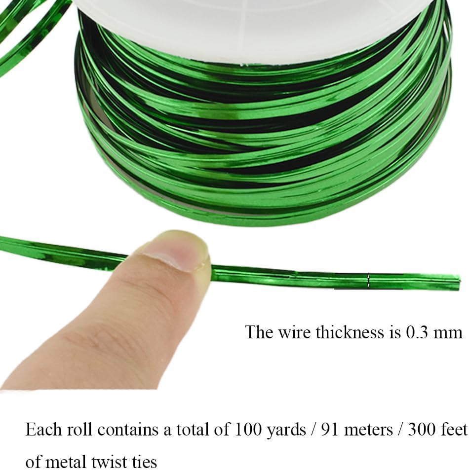 100Yards/300Feet/91M Gold Metal Twist Ties for Bread, Candy, Coffee, Plant Garden, Cellophane Treat, Gift Wrapping, Plastic Bags - Halloween Party, Cake Present, Art Craft