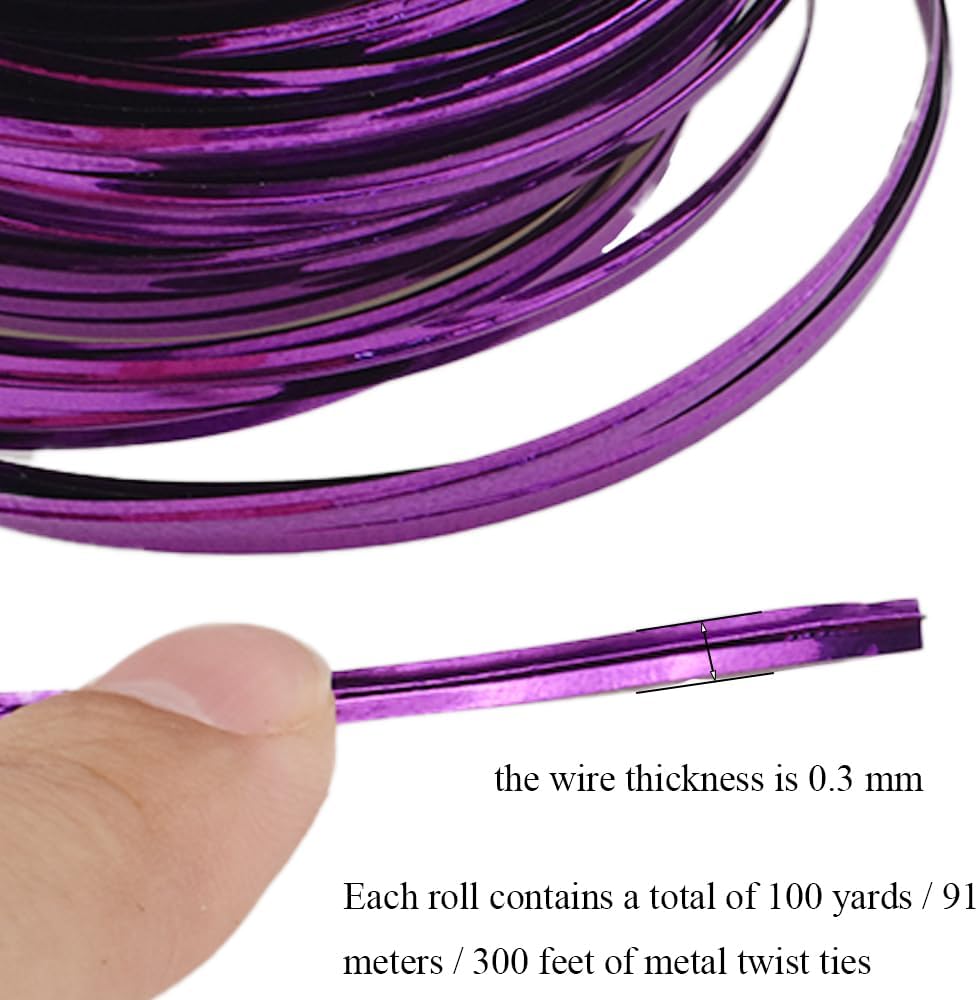 100Yards/300Feet/91M Gold Metal Twist Ties for Bread, Candy, Coffee, Plant Garden, Cellophane Treat, Gift Wrapping, Plastic Bags - Halloween Party, Cake Present, Art Craft