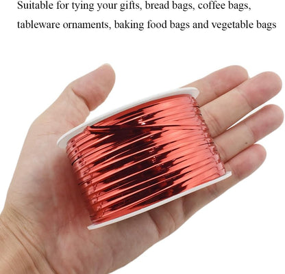 100Yards/300Feet/91M Gold Metal Twist Ties for Bread, Candy, Coffee, Plant Garden, Cellophane Treat, Gift Wrapping, Plastic Bags - Halloween Party, Cake Present, Art Craft