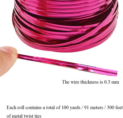 100Yards/300Feet/91M Gold Metal Twist Ties for Bread, Candy, Coffee, Plant Garden, Cellophane Treat, Gift Wrapping, Plastic Bags - Halloween Party, Cake Present, Art Craft