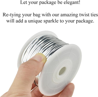 100Yards/300Feet/91M Gold Metal Twist Ties for Bread, Candy, Coffee, Plant Garden, Cellophane Treat, Gift Wrapping, Plastic Bags - Halloween Party, Cake Present, Art Craft