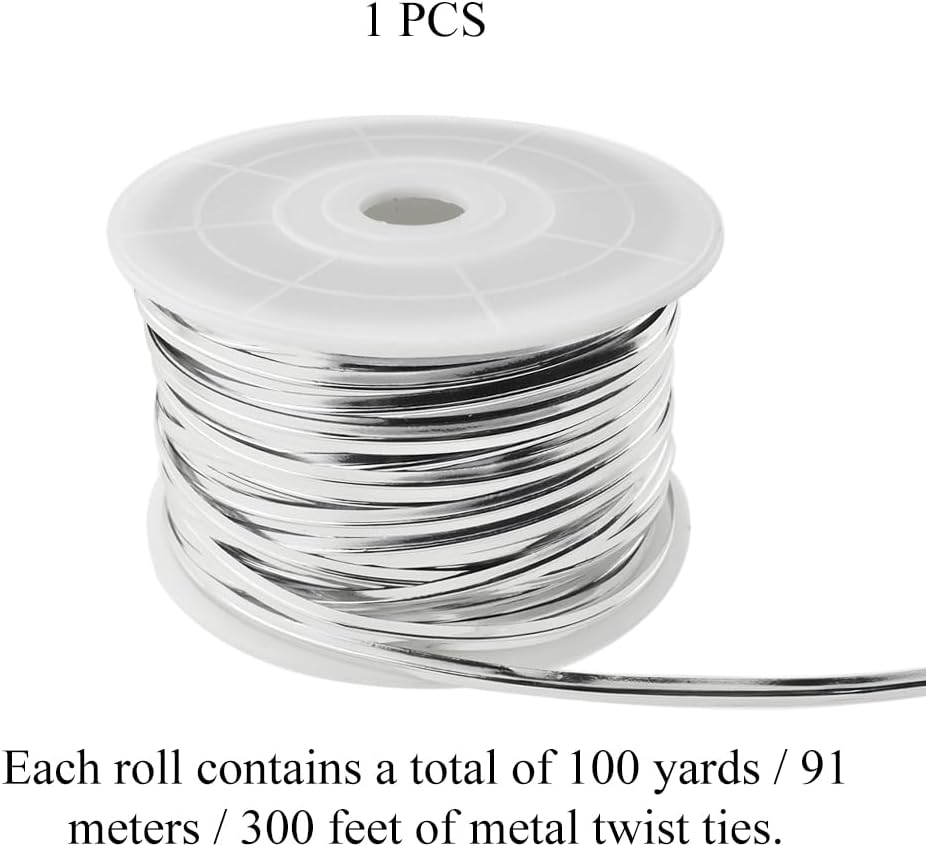 100Yards/300Feet/91M Gold Metal Twist Ties for Bread, Candy, Coffee, Plant Garden, Cellophane Treat, Gift Wrapping, Plastic Bags - Halloween Party, Cake Present, Art Craft
