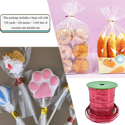100Yards/300Feet/91M Gold Metal Twist Ties for Bread, Candy, Coffee, Plant Garden, Cellophane Treat, Gift Wrapping, Plastic Bags - Halloween Party, Cake Present, Art Craft
