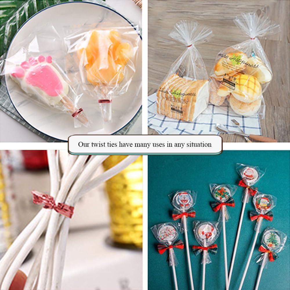 100Yards/300Feet/91M Gold Metal Twist Ties for Bread, Candy, Coffee, Plant Garden, Cellophane Treat, Gift Wrapping, Plastic Bags - Halloween Party, Cake Present, Art Craft