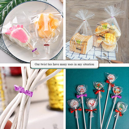 100Yards/300Feet/91M Gold Metal Twist Ties for Bread, Candy, Coffee, Plant Garden, Cellophane Treat, Gift Wrapping, Plastic Bags - Halloween Party, Cake Present, Art Craft