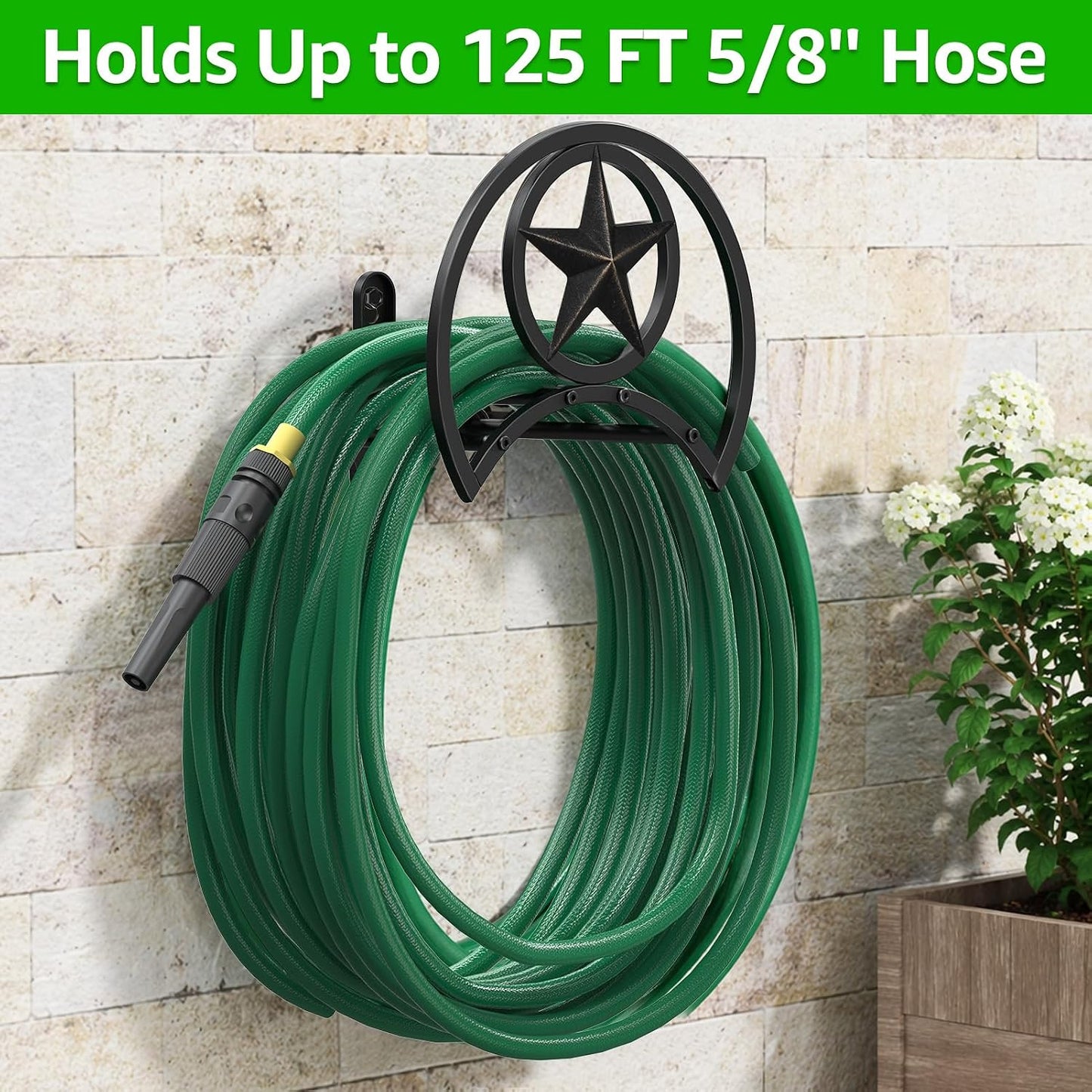 Garden Hose Holder, Decorative Hose Butler Sturdy Water Hose Rack, Durable Wall Hose Hanger, Holds 125-Feet of 5/8-Inch Hose, Hose Reel, Made of Gauge Steel (9.8)
