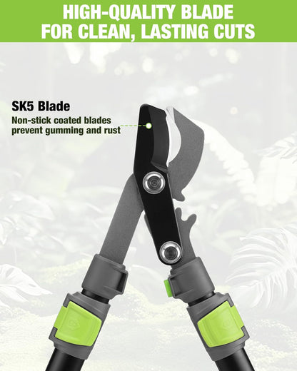 Extendable Bypass Lopper for Gardening, 25-37" Branch Cutter