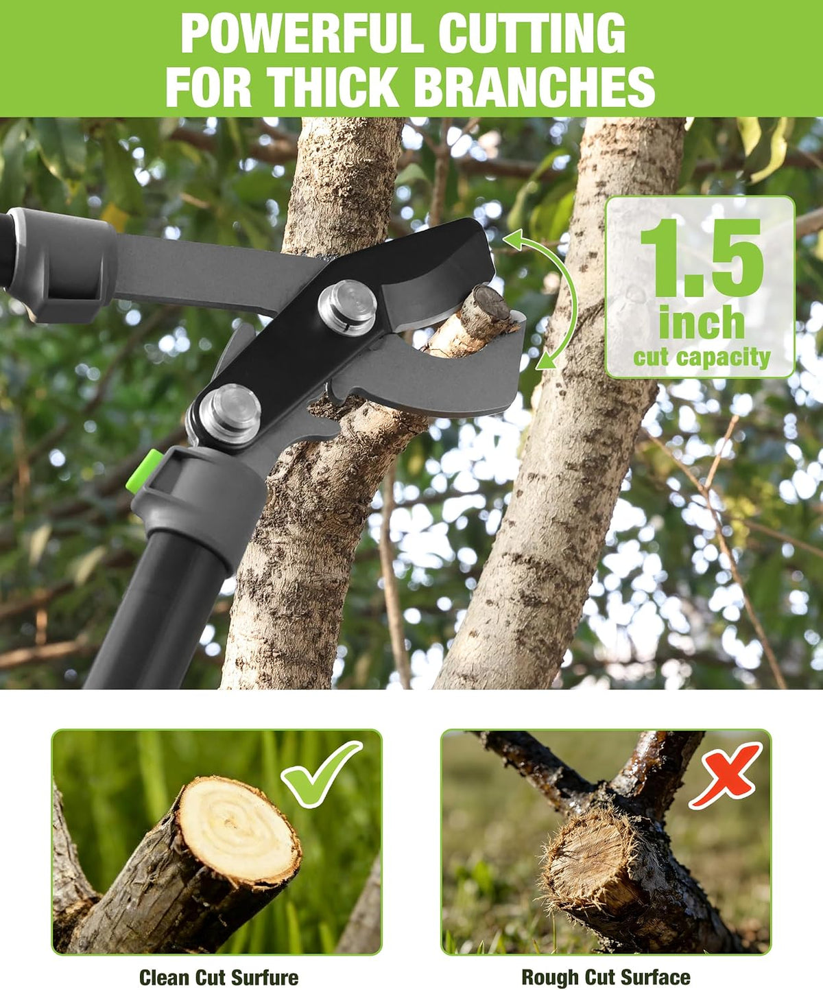 Extendable Bypass Lopper for Gardening, 25-37" Branch Cutter