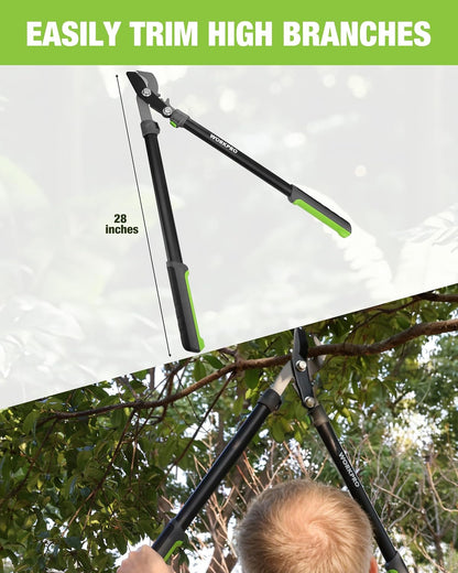 Extendable Bypass Lopper for Gardening, 25-37" Branch Cutter