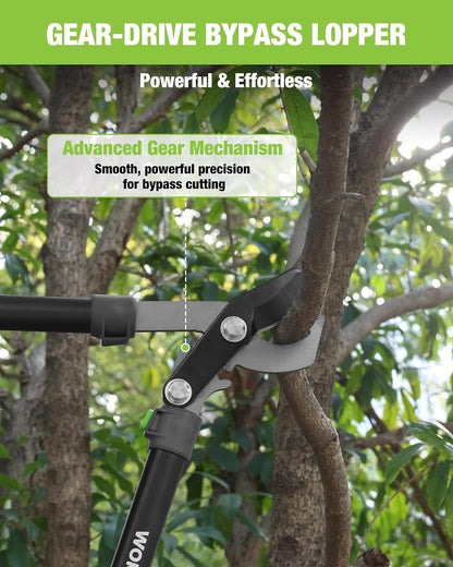 Extendable Bypass Lopper for Gardening, 25-37" Branch Cutter