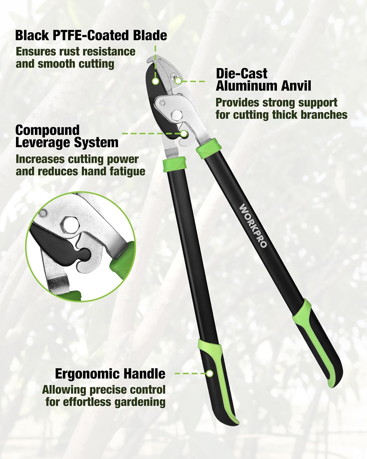Extendable Bypass Lopper for Gardening, 25-37" Branch Cutter