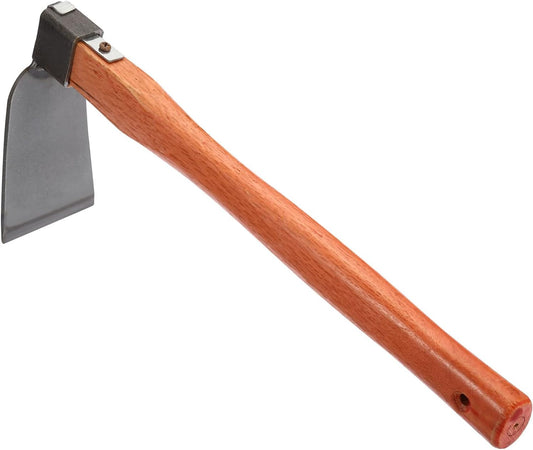 15" x 3" Hoe Garden Tool, Carbon Steel Anti-Rust Garden Hoe with Wood Handle Welded for Loosening Soil Weeding Digging, Grey/Yellow