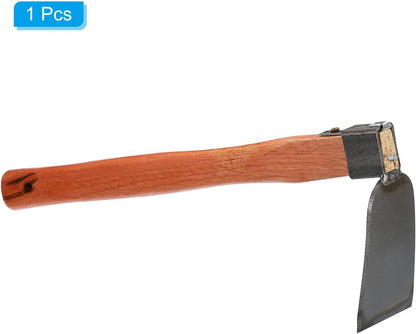 15" x 3" Hoe Garden Tool, Carbon Steel Anti-Rust Garden Hoe with Wood Handle Welded for Loosening Soil Weeding Digging, Grey/Yellow