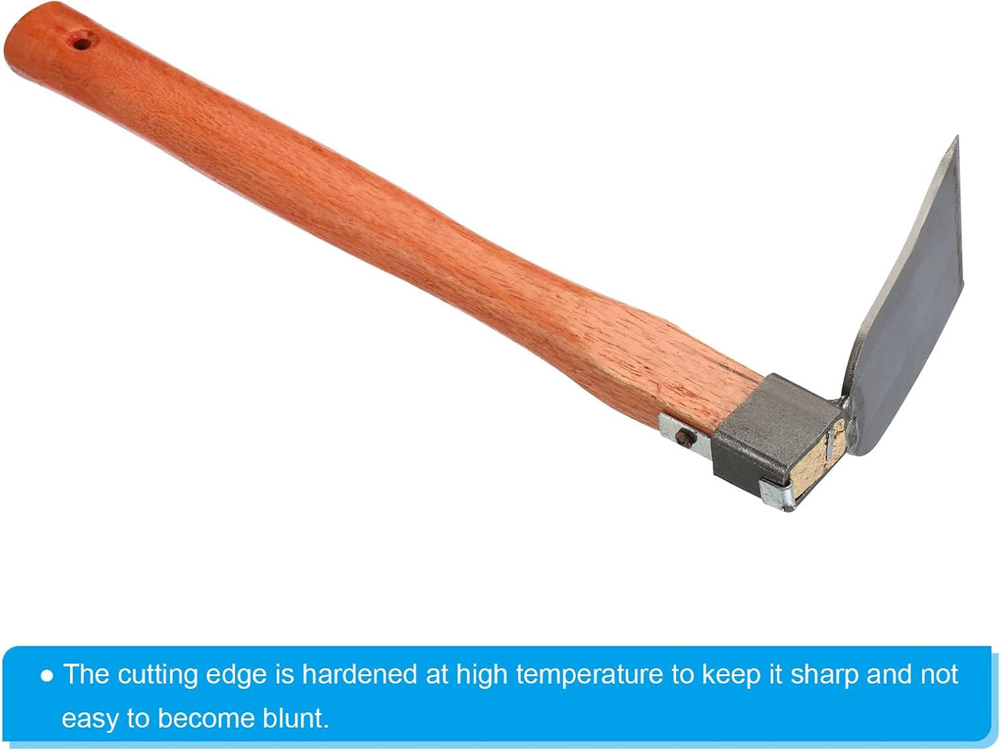 15" x 3" Hoe Garden Tool, Carbon Steel Anti-Rust Garden Hoe with Wood Handle Welded for Loosening Soil Weeding Digging, Grey/Yellow