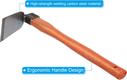 15" x 3" Hoe Garden Tool, Carbon Steel Anti-Rust Garden Hoe with Wood Handle Welded for Loosening Soil Weeding Digging, Grey/Yellow