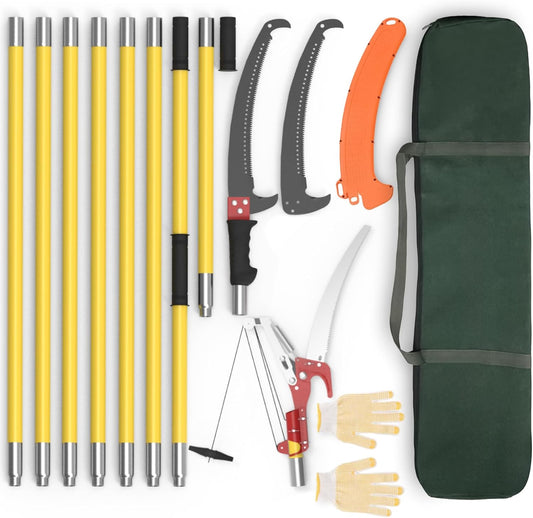 7.3-27FT Extendable Long Handle Pole Saw with Blade and Branch Scissors