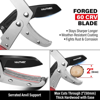 Anvil Loppers for Tree Trimming Heavy Duty, Extendable 27-37'' Garden Loppers with Compound Action System, 2" Cutting Capacity, Labor-Saving Tree Trimmer for Yard, Lawn Branch Cutter
