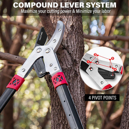 Anvil Loppers for Tree Trimming Heavy Duty, Extendable 27-37'' Garden Loppers with Compound Action System, 2" Cutting Capacity, Labor-Saving Tree Trimmer for Yard, Lawn Branch Cutter