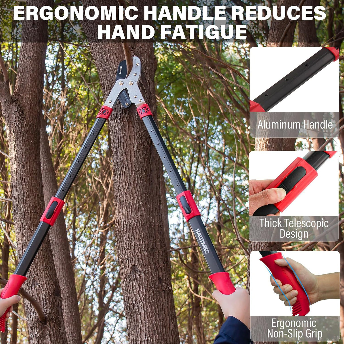 Anvil Loppers for Tree Trimming Heavy Duty, Extendable 27-37'' Garden Loppers with Compound Action System, 2" Cutting Capacity, Labor-Saving Tree Trimmer for Yard, Lawn Branch Cutter