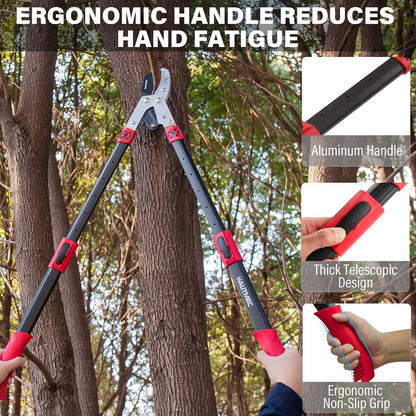 Anvil Loppers for Tree Trimming Heavy Duty, Extendable 27-37'' Garden Loppers with Compound Action System, 2" Cutting Capacity, Labor-Saving Tree Trimmer for Yard, Lawn Branch Cutter