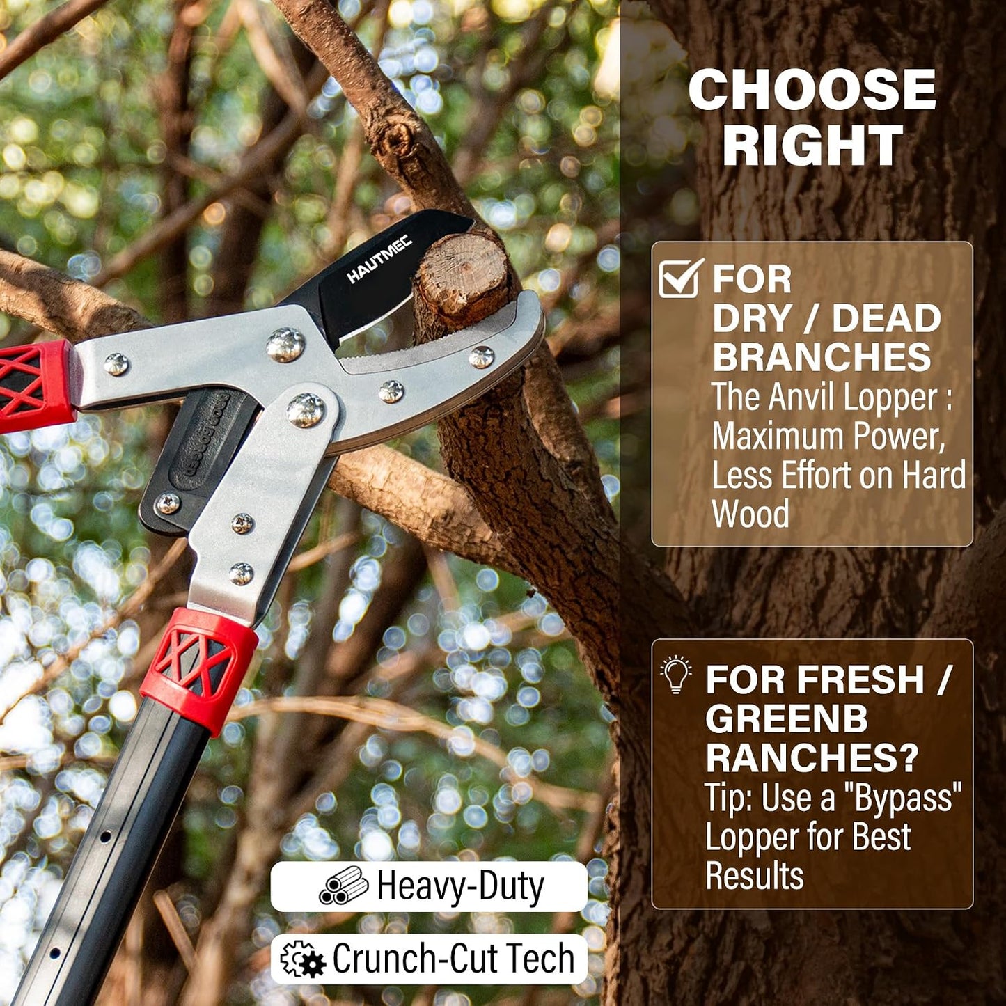 Anvil Loppers for Tree Trimming Heavy Duty, Extendable 27-37'' Garden Loppers with Compound Action System, 2" Cutting Capacity, Labor-Saving Tree Trimmer for Yard, Lawn Branch Cutter
