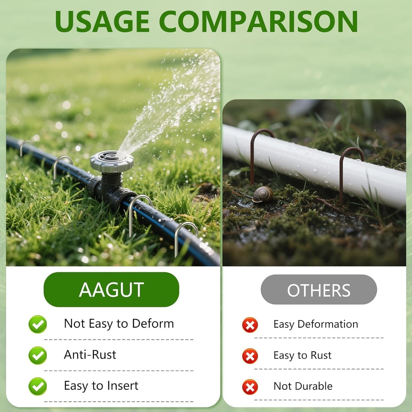 U Shaped Garden Stakes 4 Inch, Galvanized Landscape Staples for Tube