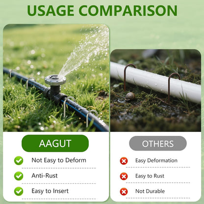 U Shaped Garden Stakes 4 Inch, Galvanized Landscape Staples for Tube