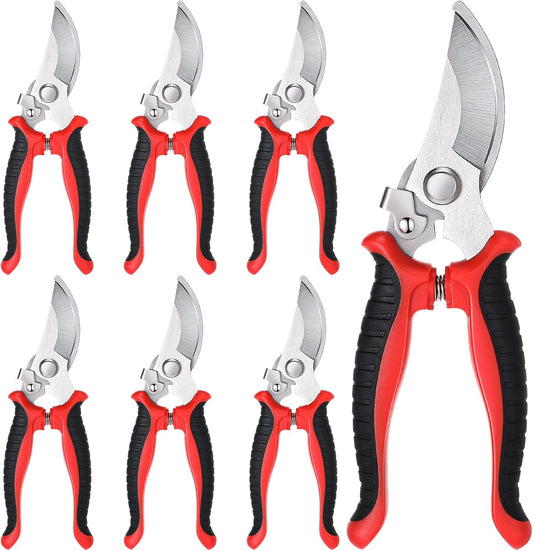 6 Pcs Garden Pruning Shears Heavy Duty Gardening Scissors,Red Black