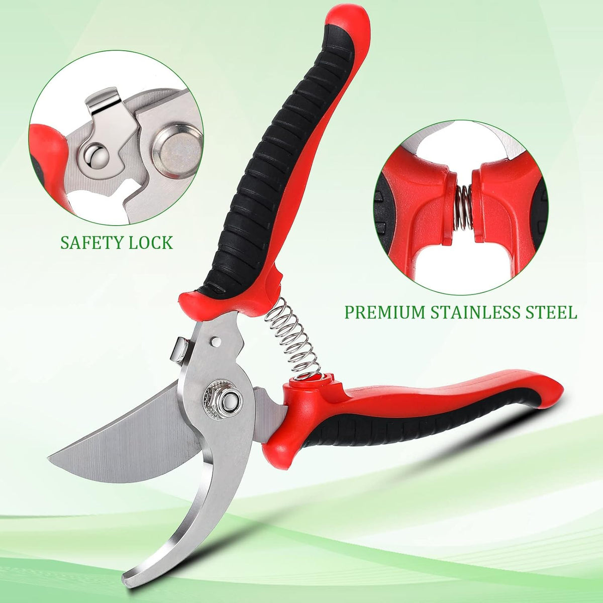6 Pcs Garden Pruning Shears Heavy Duty Gardening Scissors,Red Black