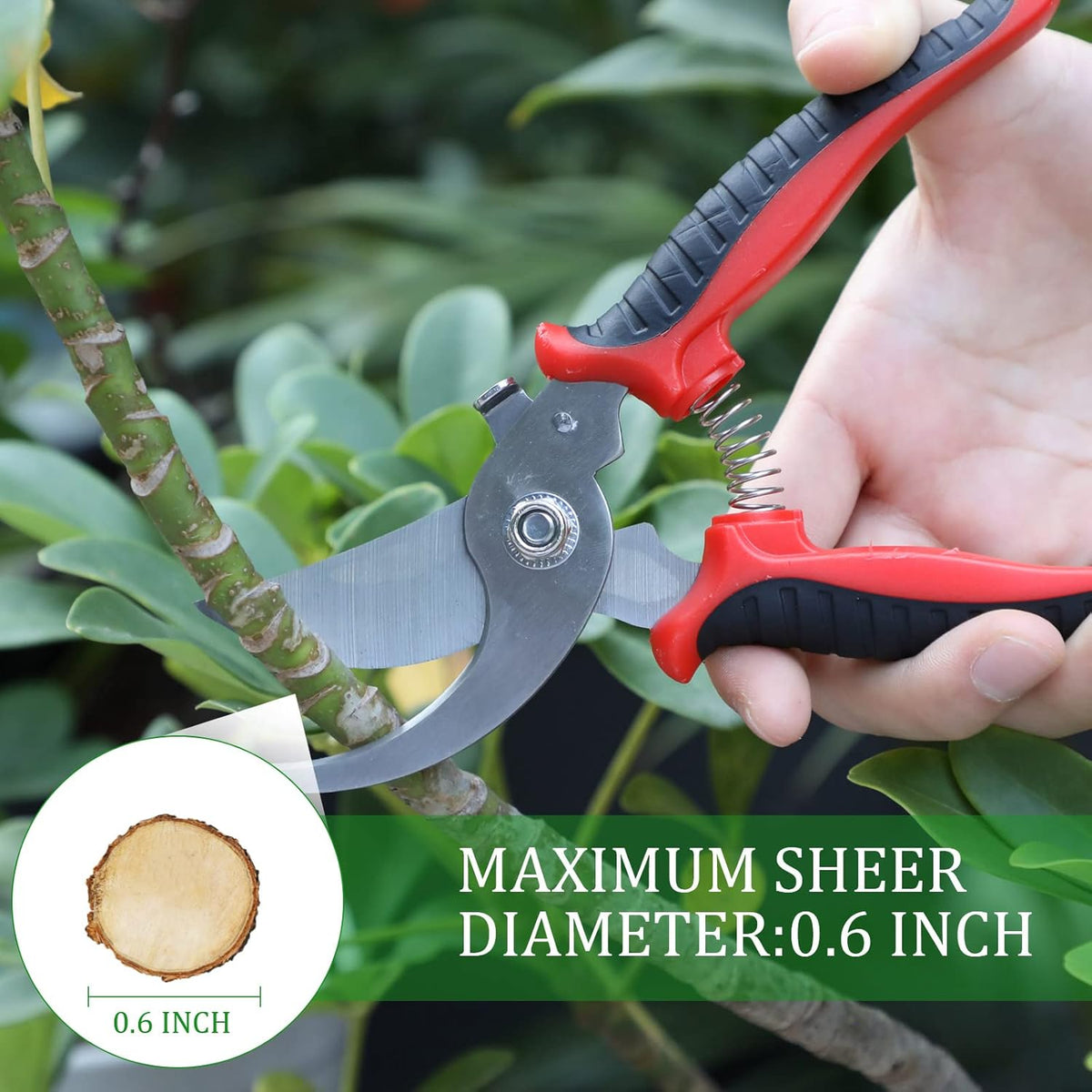 6 Pcs Garden Pruning Shears Heavy Duty Gardening Scissors,Red Black