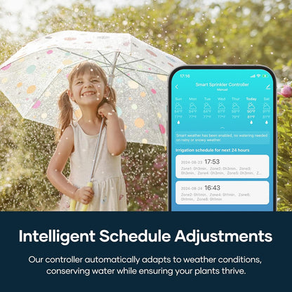 Smart Sprinkler Controller WiFi with External Antenna 8 Zone , Strong Signal Irrigation Timer, App & Panel Dual Control, Indoor Watering System with Weather Intelligence, 24VAC Compatible