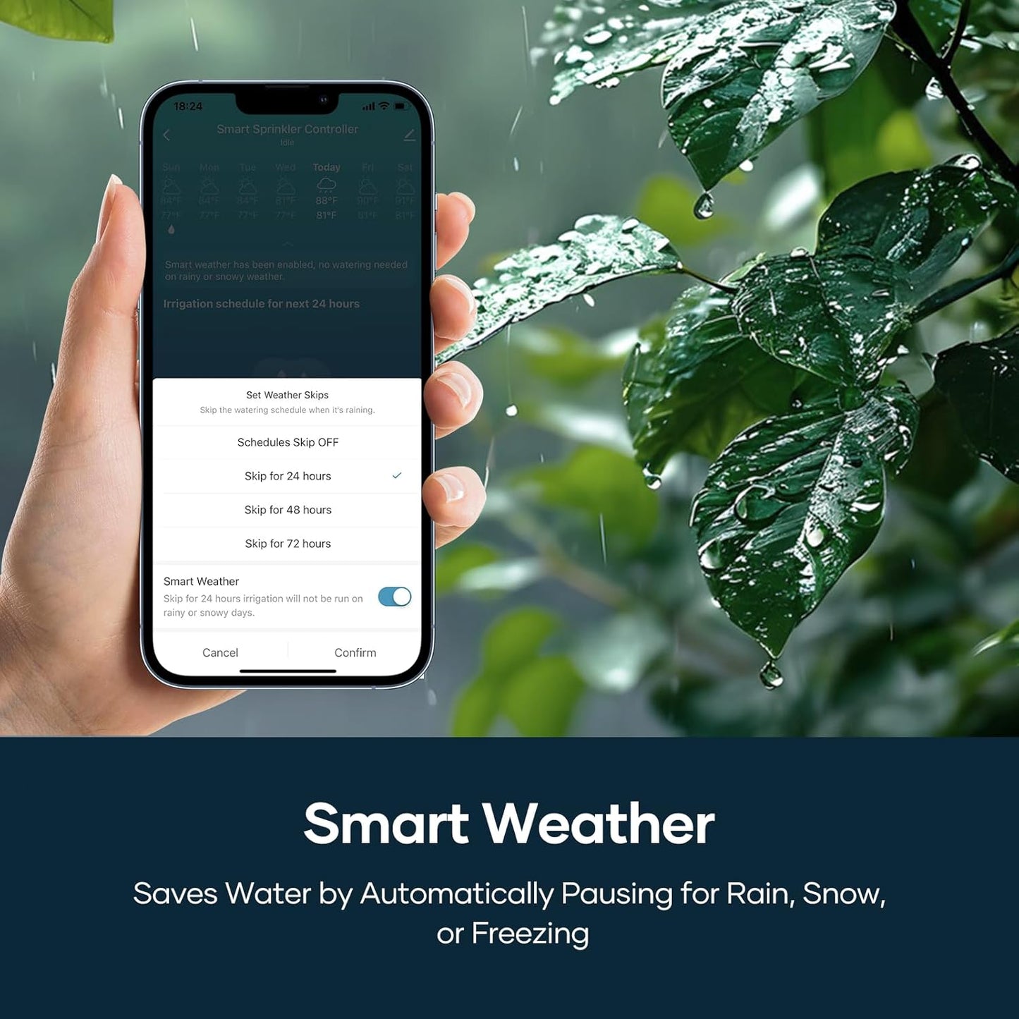 Smart Sprinkler Controller WiFi with External Antenna 8 Zone , Strong Signal Irrigation Timer, App & Panel Dual Control, Indoor Watering System with Weather Intelligence, 24VAC Compatible