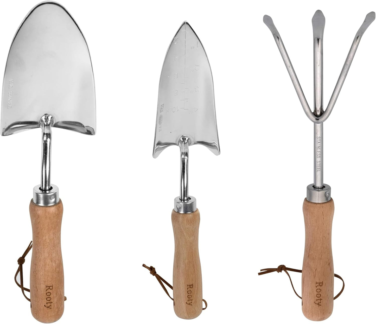 Gardening Tool Set 3 Pieces Stainless Steel Heavy Duty Gardening Kit Includes 2 Sizes of Hand Trowels and Cultivator Easy for Garden Cultivating Soil Lossening Transplanting Digging