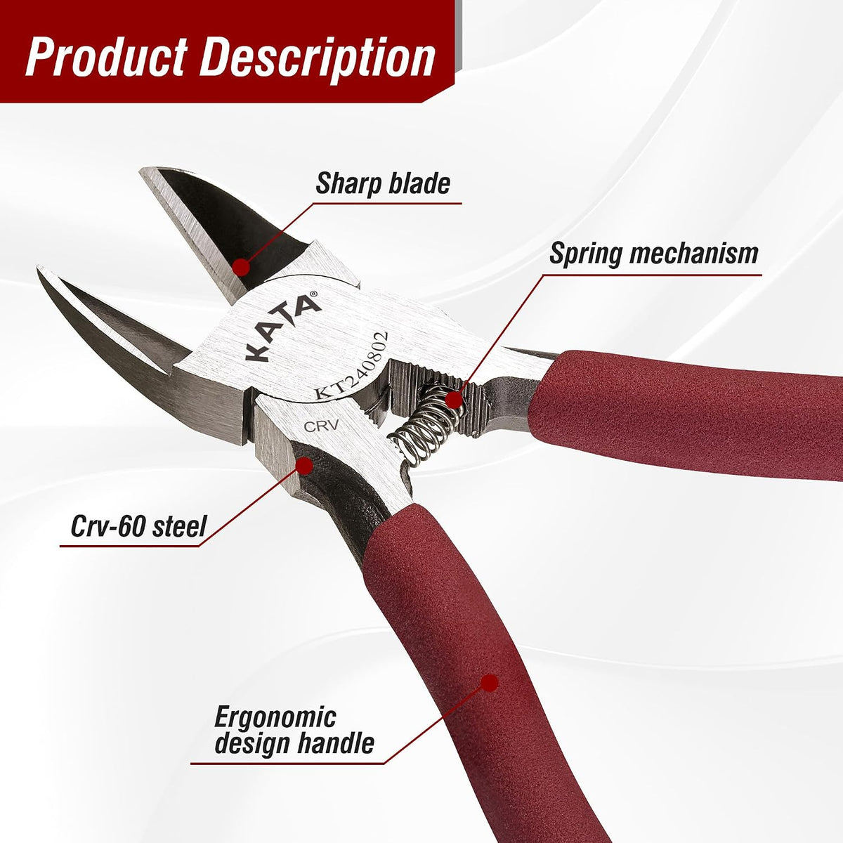 6 Inch Wire Cutters, Flush Side Cutters for 12 AWG Soft Wire, Crafting