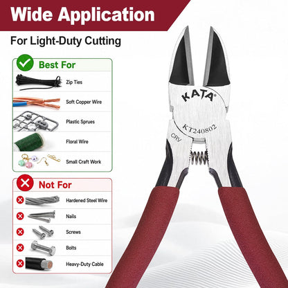 6 Inch Wire Cutters, Flush Side Cutters for 12 AWG Soft Wire, Crafting