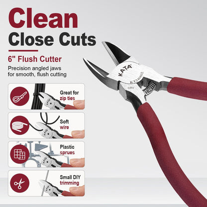 6 Inch Wire Cutters, Flush Side Cutters for 12 AWG Soft Wire, Crafting