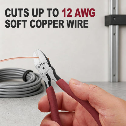 6 Inch Wire Cutters, Flush Side Cutters for 12 AWG Soft Wire, Crafting