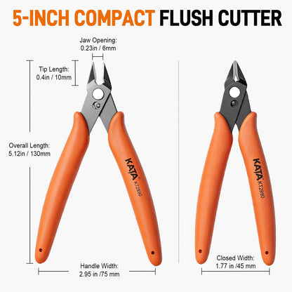 6 Inch Wire Cutters, Flush Side Cutters for 12 AWG Soft Wire, Crafting