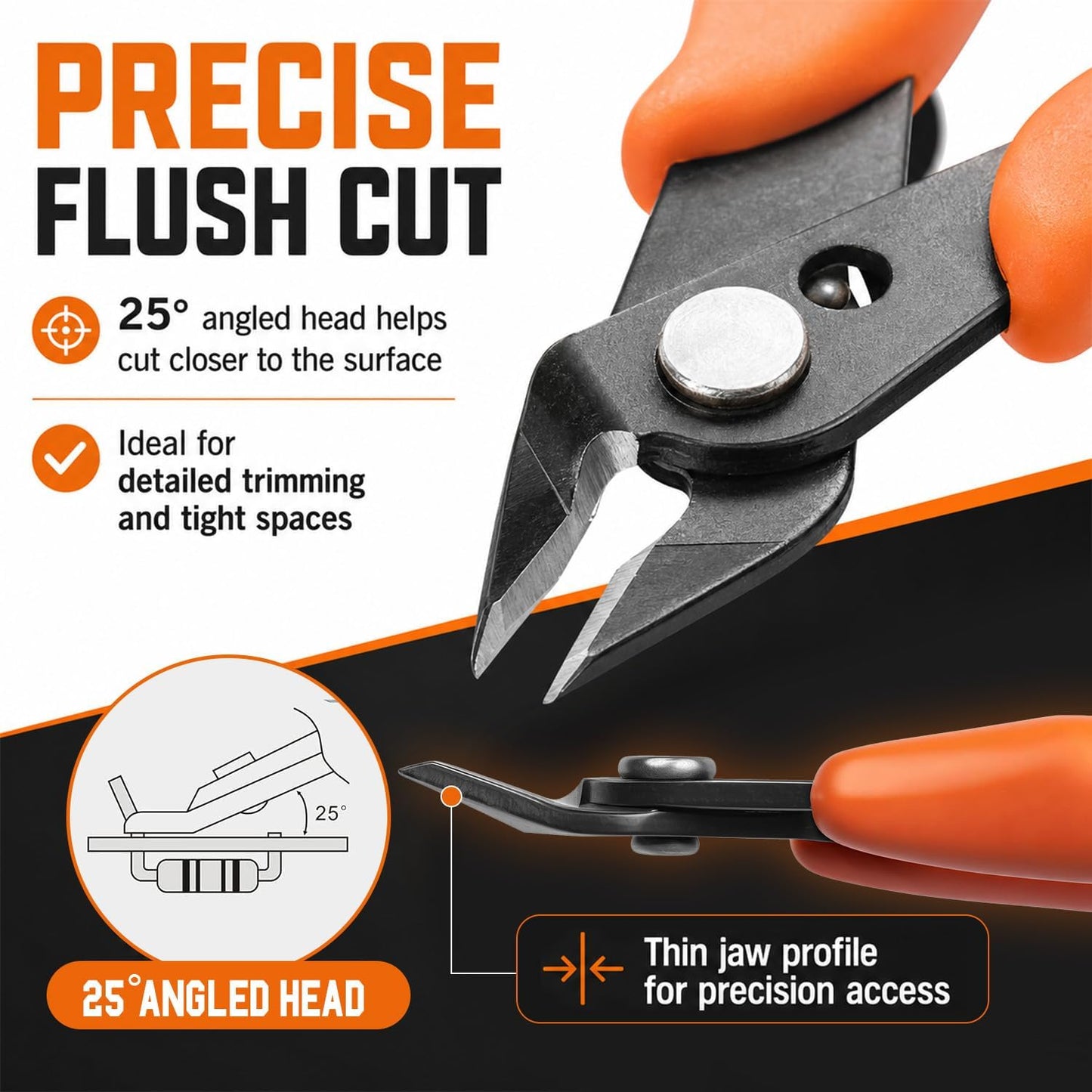 6 Inch Wire Cutters, Flush Side Cutters for 12 AWG Soft Wire, Crafting