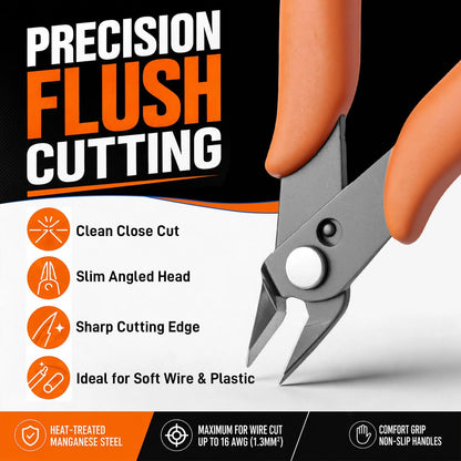 6 Inch Wire Cutters, Flush Side Cutters for 12 AWG Soft Wire, Crafting