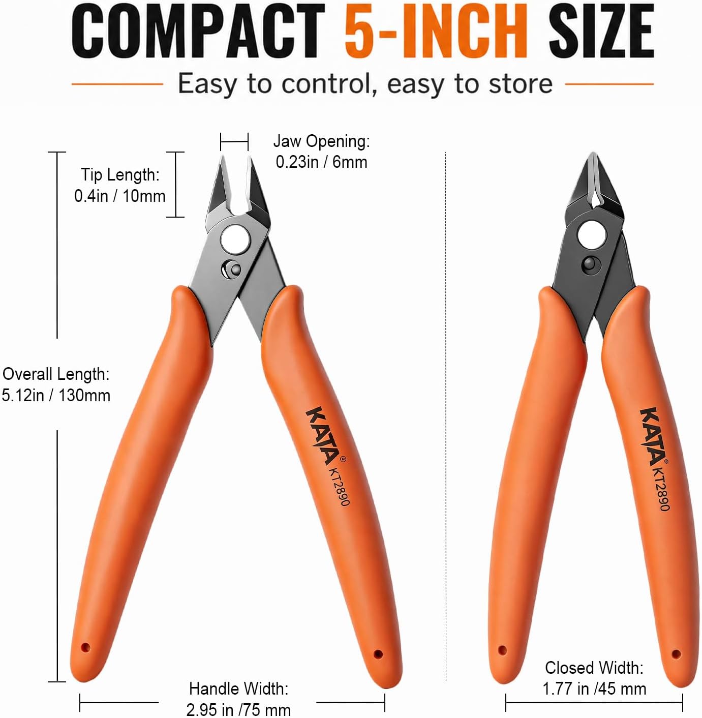6 Inch Wire Cutters, Flush Side Cutters for 12 AWG Soft Wire, Crafting