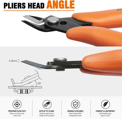 6 Inch Wire Cutters, Flush Side Cutters for 12 AWG Soft Wire, Crafting
