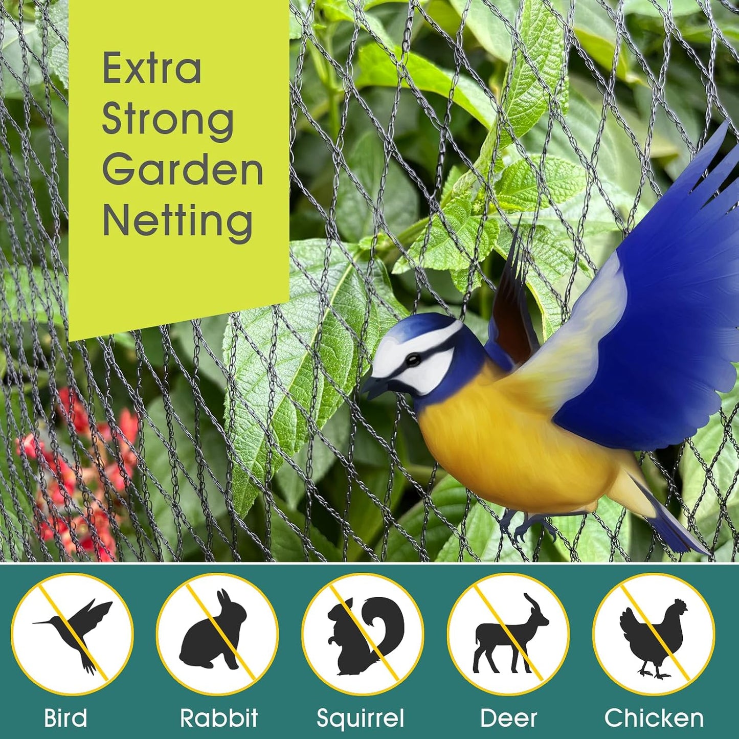 Bird Netting for Garden Protection, 13 x 40FT Anti Bird Mesh Garden Netting